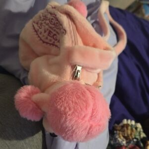 Plush Pink Pom-Pom Backpack Purse